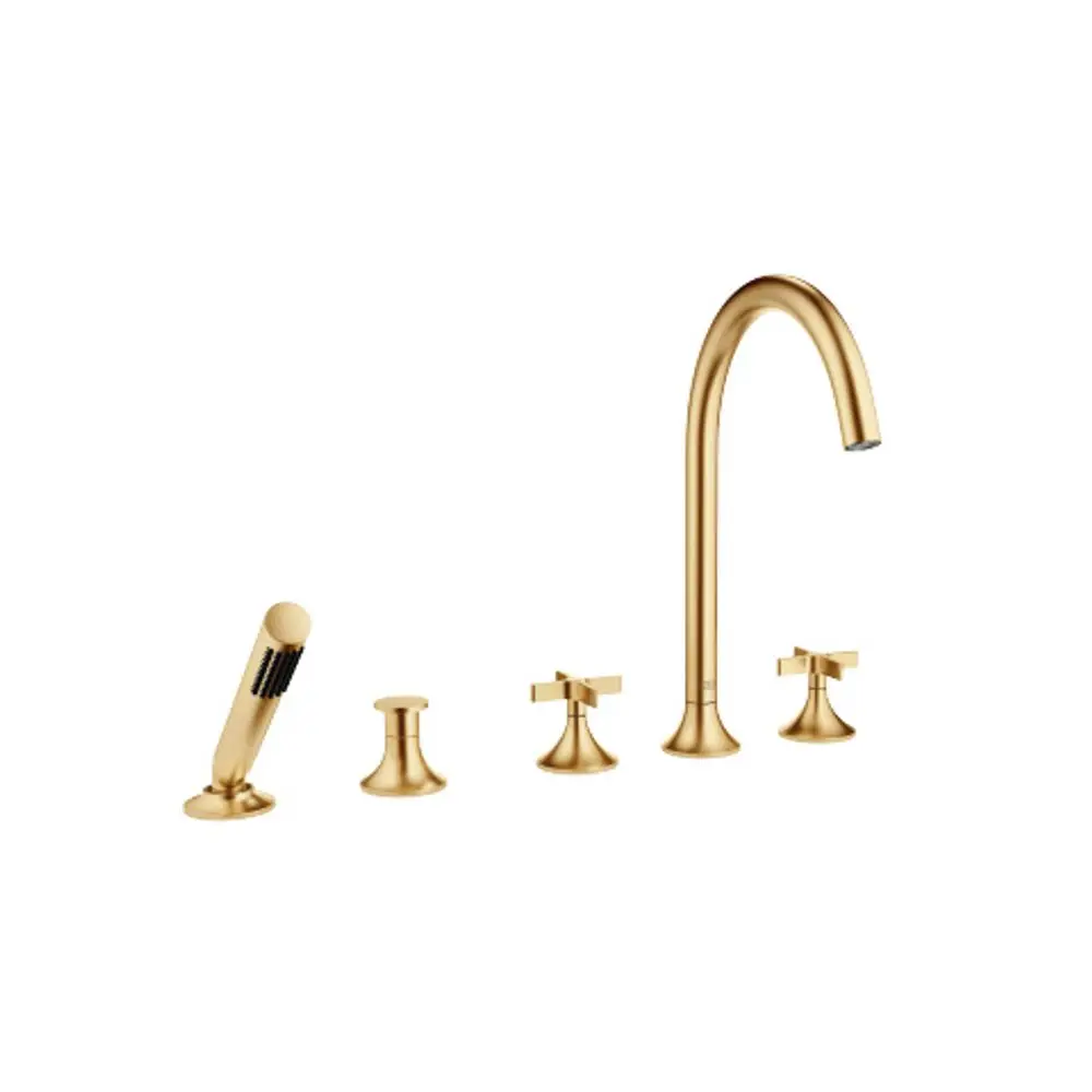 DORNBRACHT Wannen-Fünflochbatterie für Wannenrandmontage VAIA 27522809 Messing gebürstet (23kt Gold), 27522809-28 Galeriebild 1